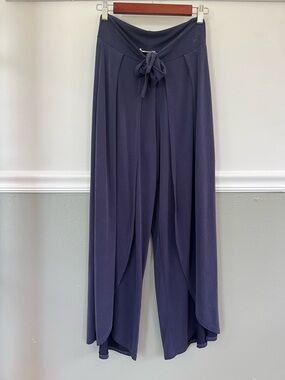 BUCKETLIST Navy Wrap Overlay Wide-Leg Pants